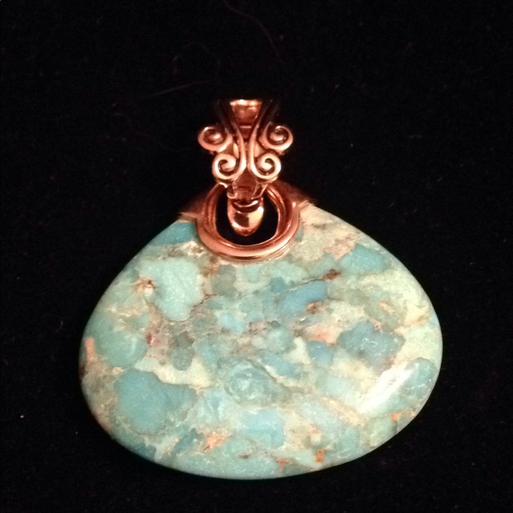 Studio Barse Wide Drop Turquoise & Bronze Pendant